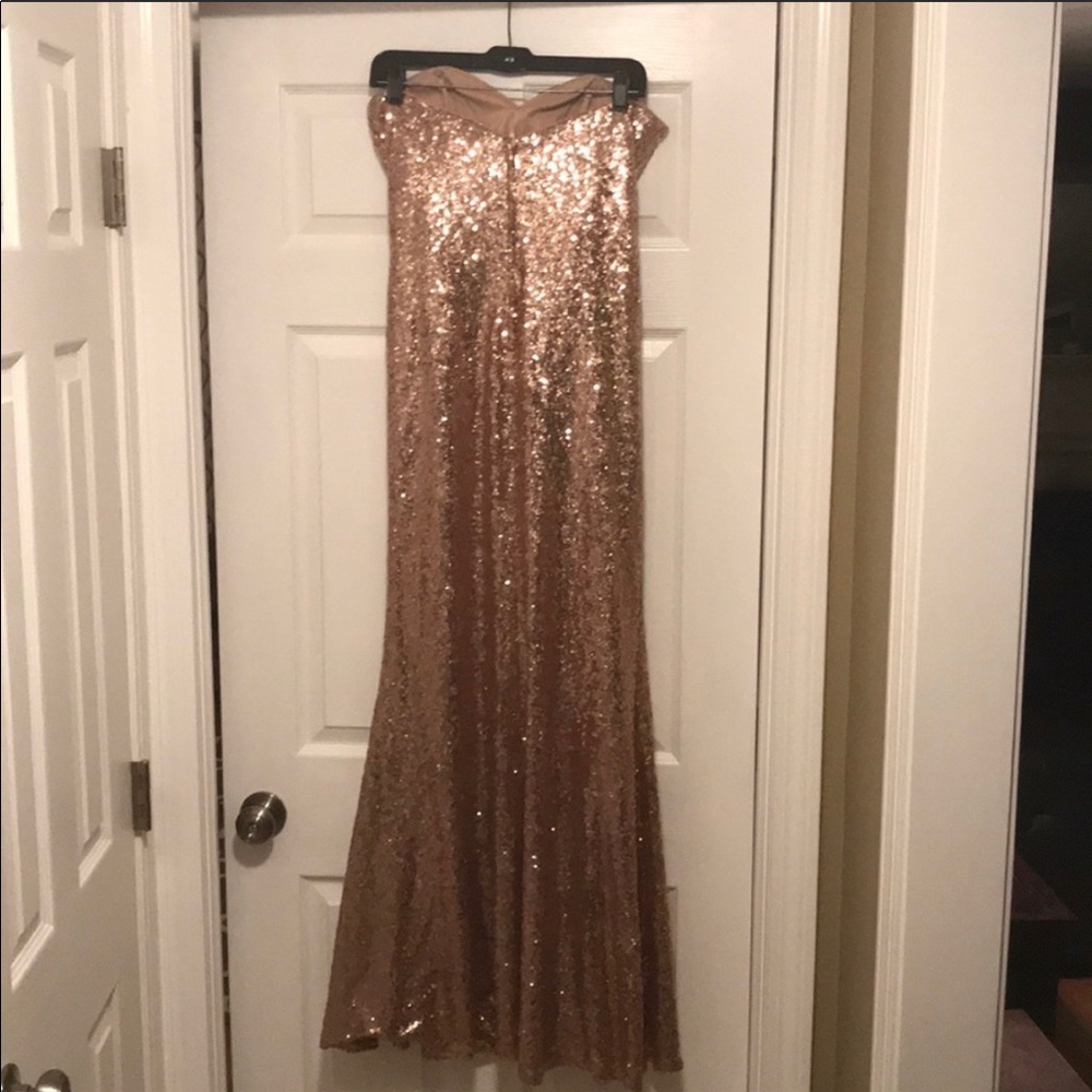 Christina Wu - Rose gold sequin, sweetheart cut